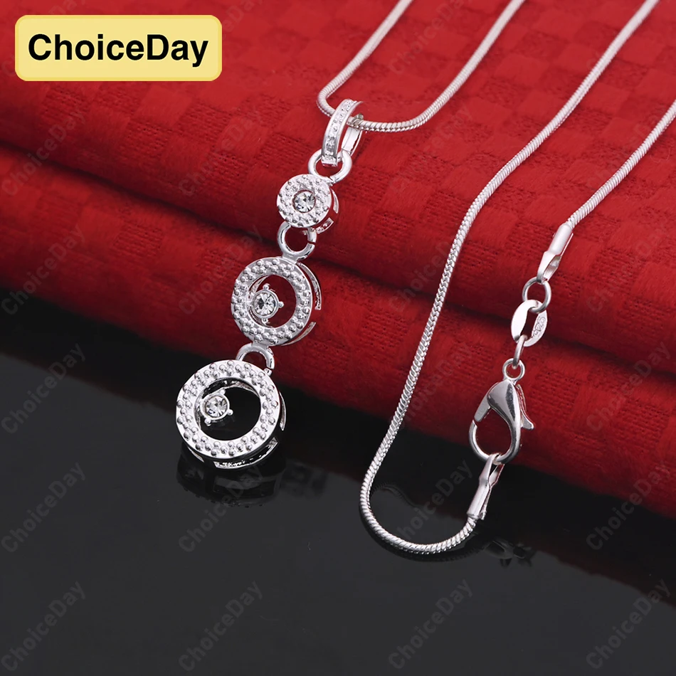 

ChoiceDay 925 Sterling Silver Exquisite 3 Round Zircon Pendant Necklace for Women Gift Accessories Party Jewelry Wedding