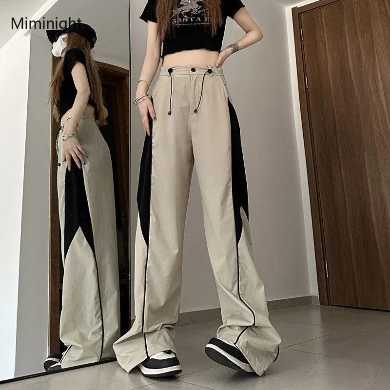 

Chic Patchwork Retro Cargo Pants Women Hip Hop American Loose Y2K Trousers Streetwear High Waist Lady High Quality Casual Pants