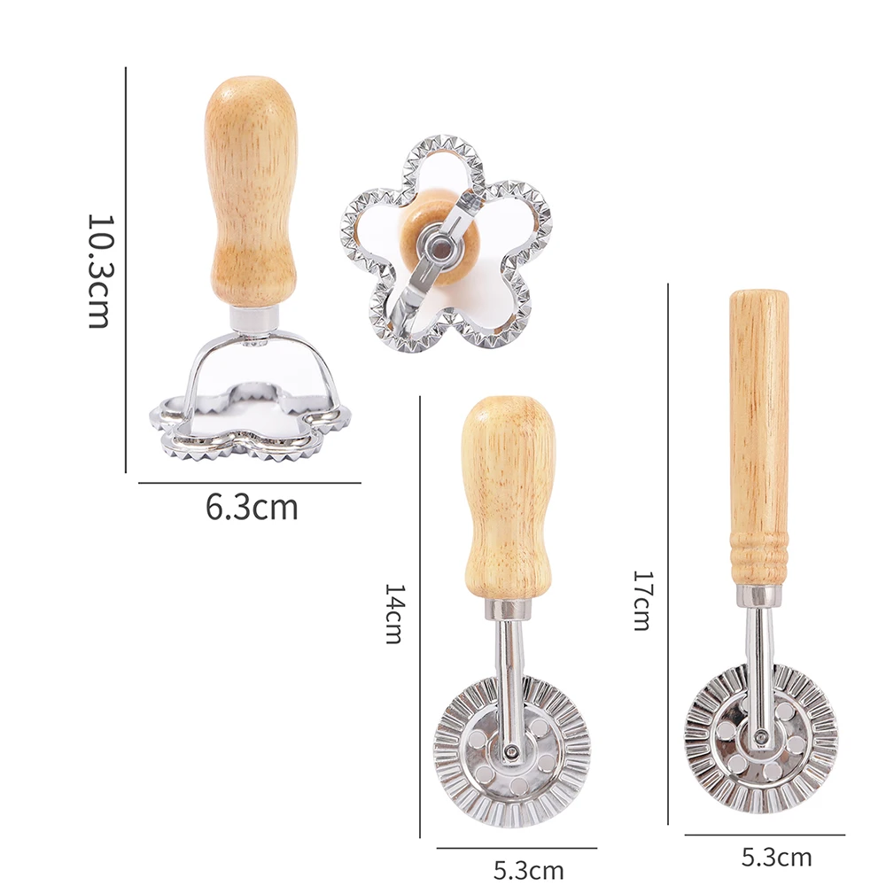 Dough Cutter Roller, Stainless Steel Dough Wheels with Wooden Handle, Wavy Cutting Wheel for Pasta, Pastry and Ravioli