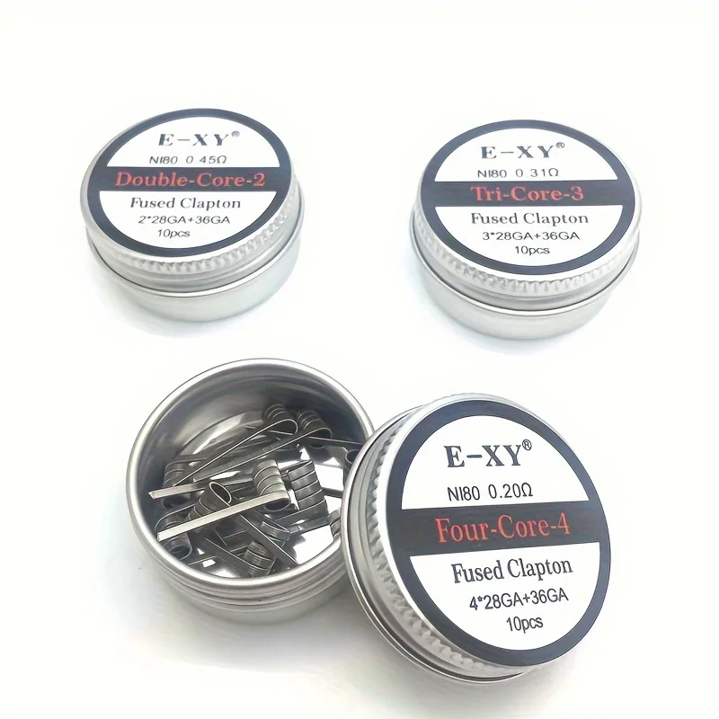 10 unids/caja, bobinas Clapton fundidas de nicromo doble/Tri/cuatro núcleos Ni80 0.45ohm 0.31ohm 0.2ohm bobina prefabricada NI80 resistencias DIY Heati