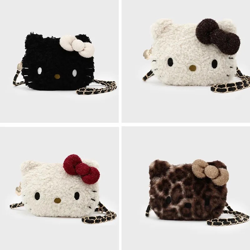 

Милая мультяшная плюшевая сумка-кроссбоди в виде котенка с бантом, мини-кошелек для мелочей, косметичка, универсальный органайзер, игрушка, подарок
