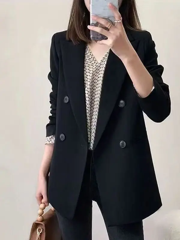 

Bla Casual Sle Korean Version Fat Women's Suit Outerwear Spring Autumn High Waist Long Sve High Quali Street Sle J...