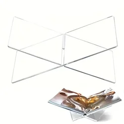 2Pcs/Set Clear Acrylic Book Stand, Clear Book Holder for Cook Book Display, Sturdy Open Reading Magzine