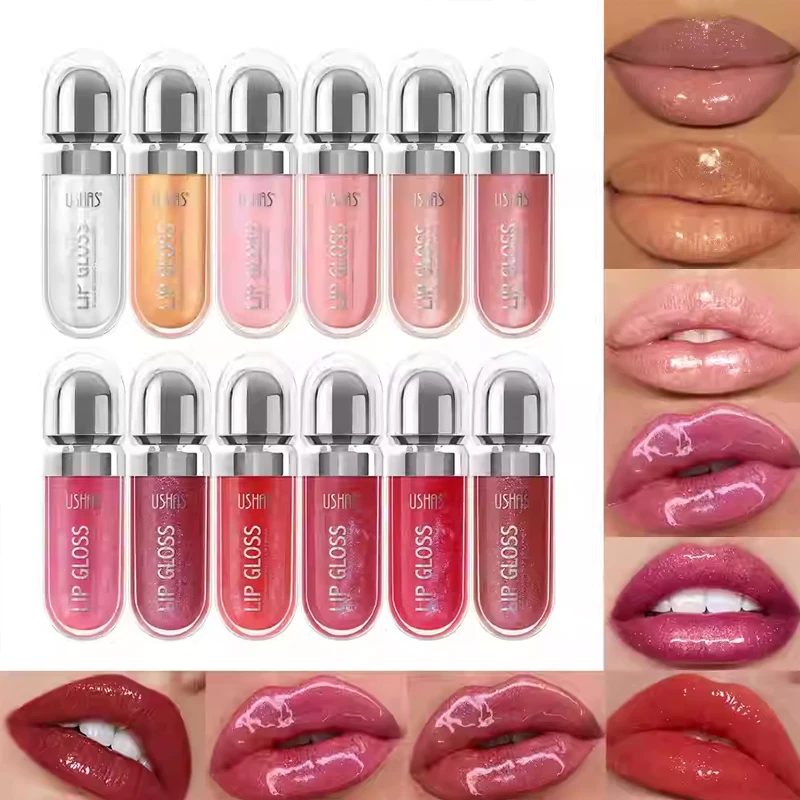 عيد الميلاد الساخن USHAS 12 ألوان مشرقة ملمع الشفاه الماس بيرليسسينت لامع السائل أحمر الشفاه طويلة الأمد ترطيب الشفاه الصقيل #2