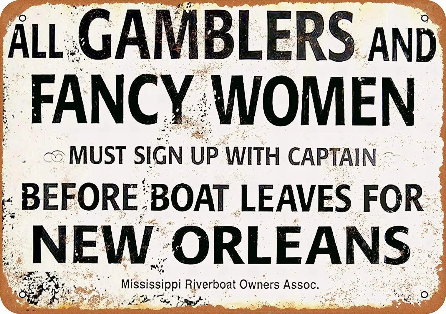 Tin Sign For 8 x 12 Metal Sign - Gamblers Fancy Women New Orleans Riverboat - Vintage Wall Decor Art