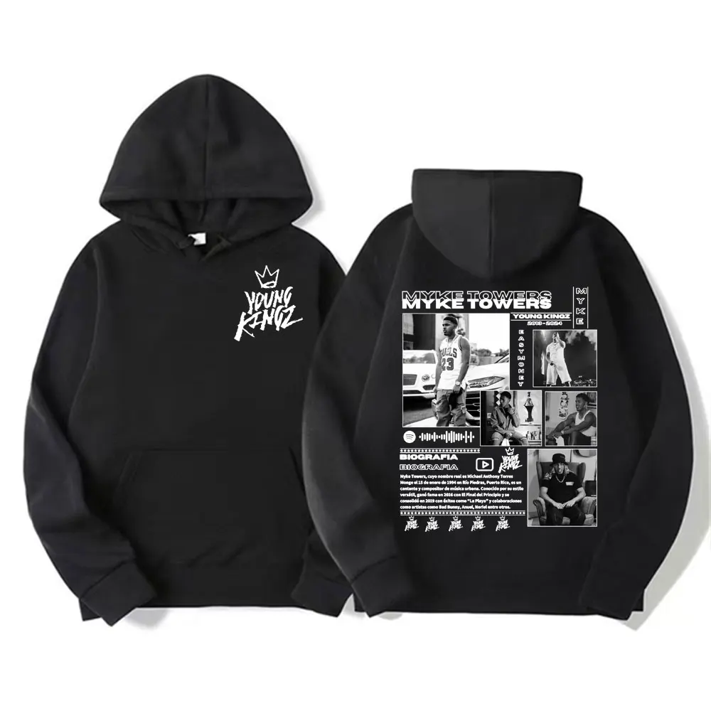 Rapper Myke Towers Tour 2024 Merch Hoodie Men Women's Clothing Fashion 90s Vintage Sweatshirts Casual Oversized Pullovers Hooded