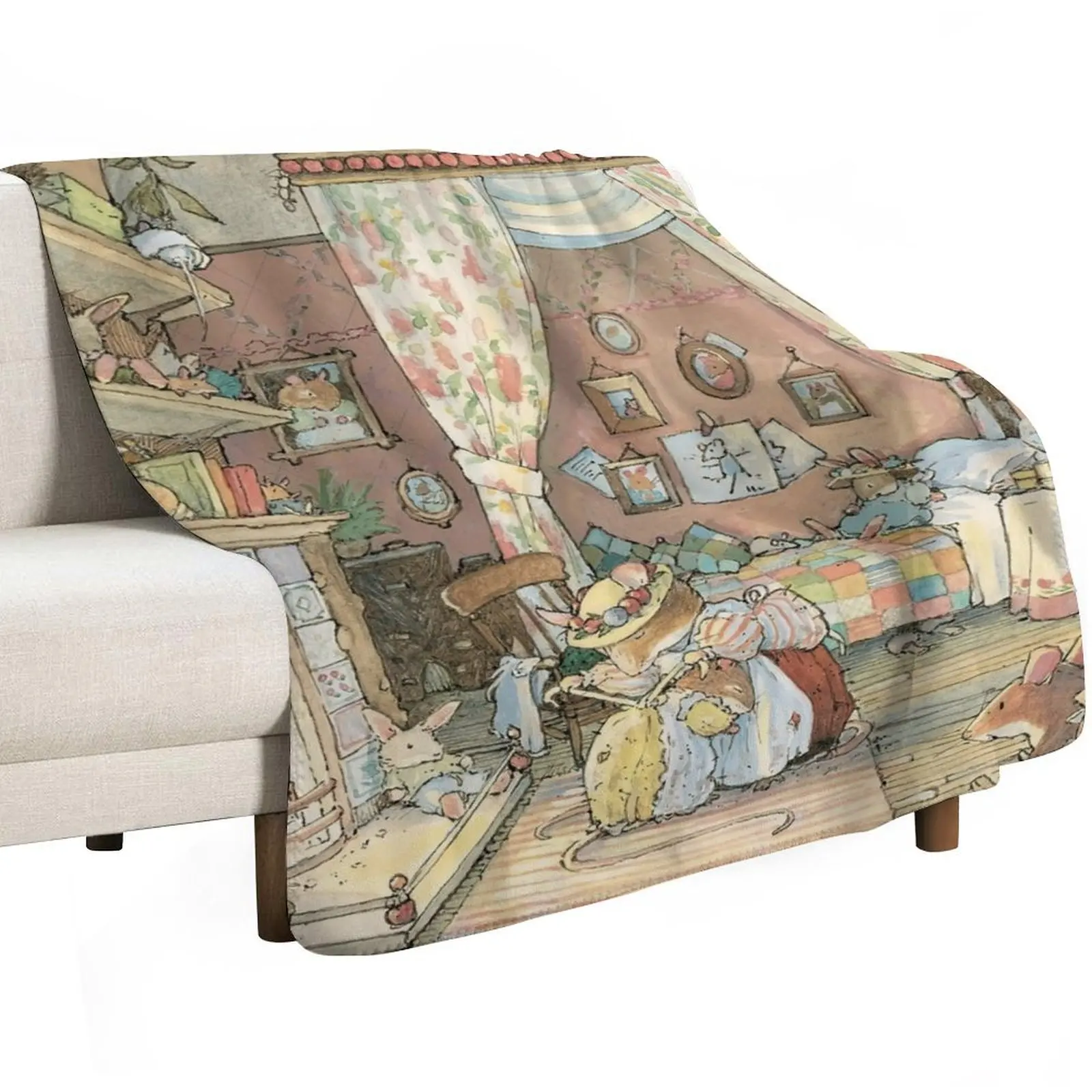 Lady Woodmouse gets Primrose ready for bed Throw Blanket Quilt funny gift Giant Sofa For Baby Stuffeds Blankets