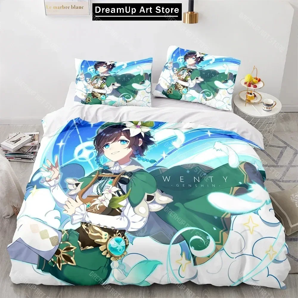 

3D Print Genshin Impact Anime Game XIAO Bedding Set Quilt Cover Bed Cover with Pillowcase Twin Single Queen King Size Boys Adult