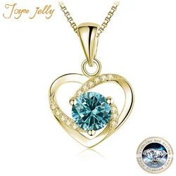 JoyceJelly 1CT Pass Tested Moissanite Heart Necklace for Women S925 Silver Gold Silver Color Diamond Pendant Birthday Party Gift