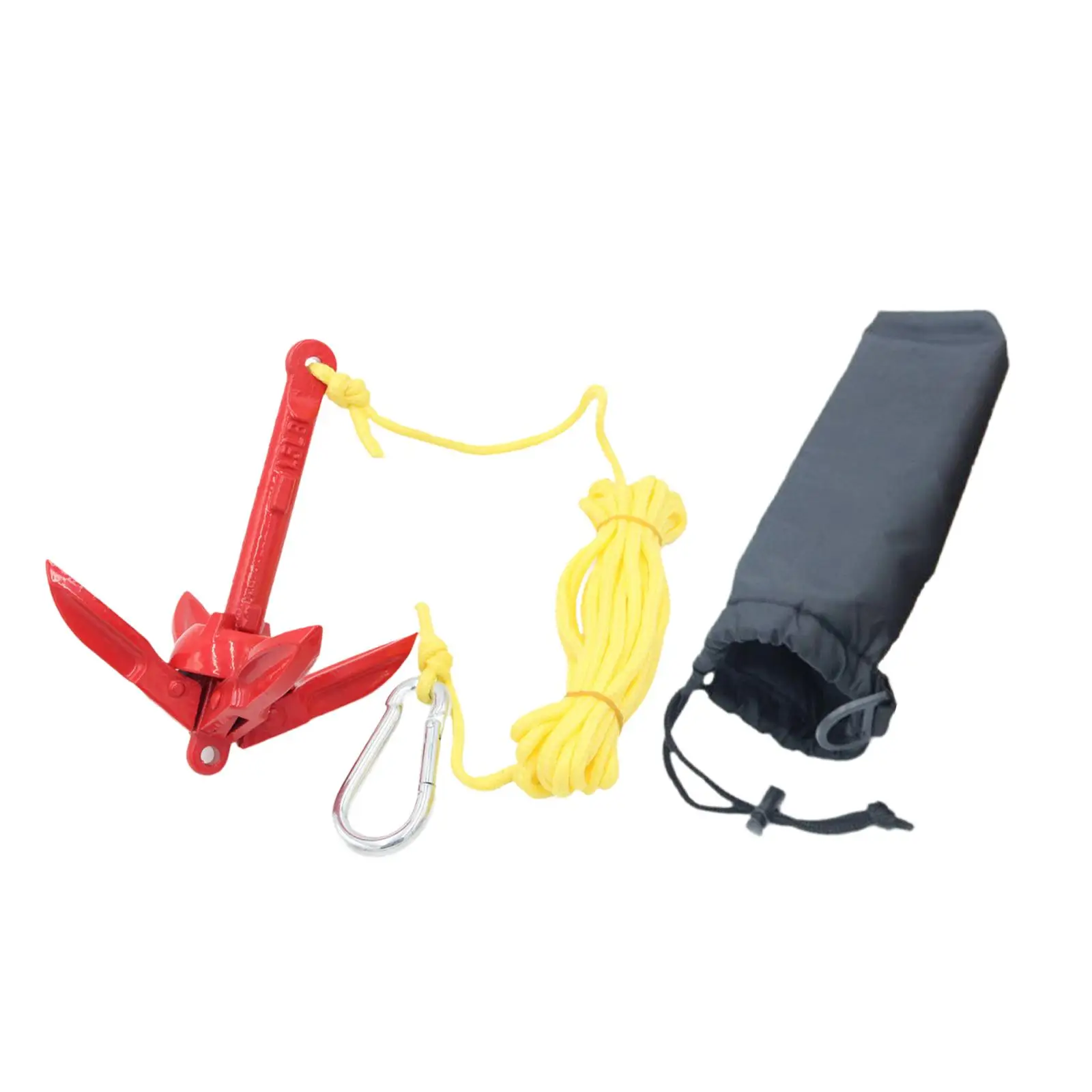 Carbon Steel Folding Boat Anchor Kit with Rope and Hooks for Inflatable Kayak Fishing Boat Marine Use