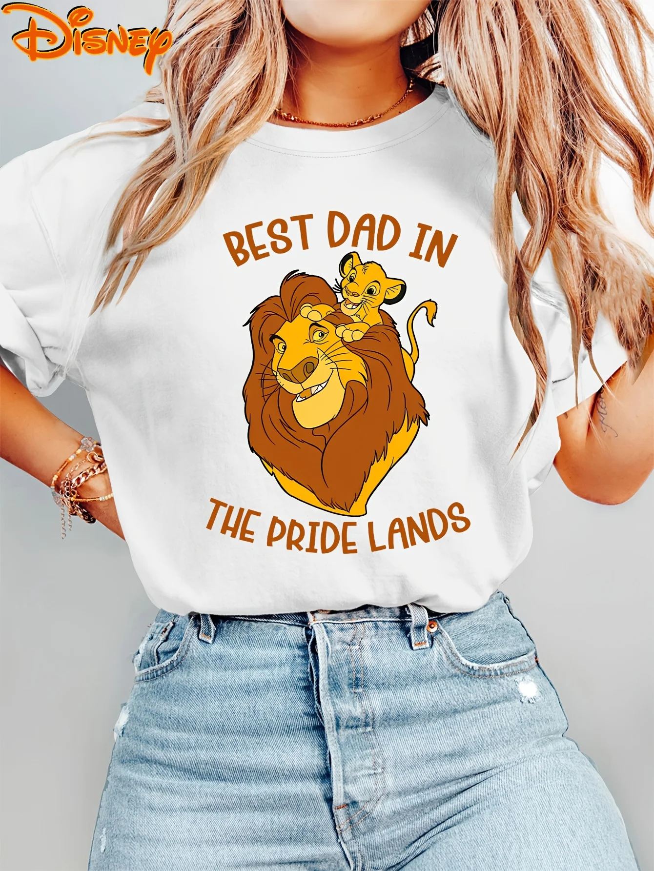 

DisneySimba Lion King Pattern T-shirt Parent-child Clothing Casual Cotton Short Sleeve Travel and Vacation Wear Unisex Oversized