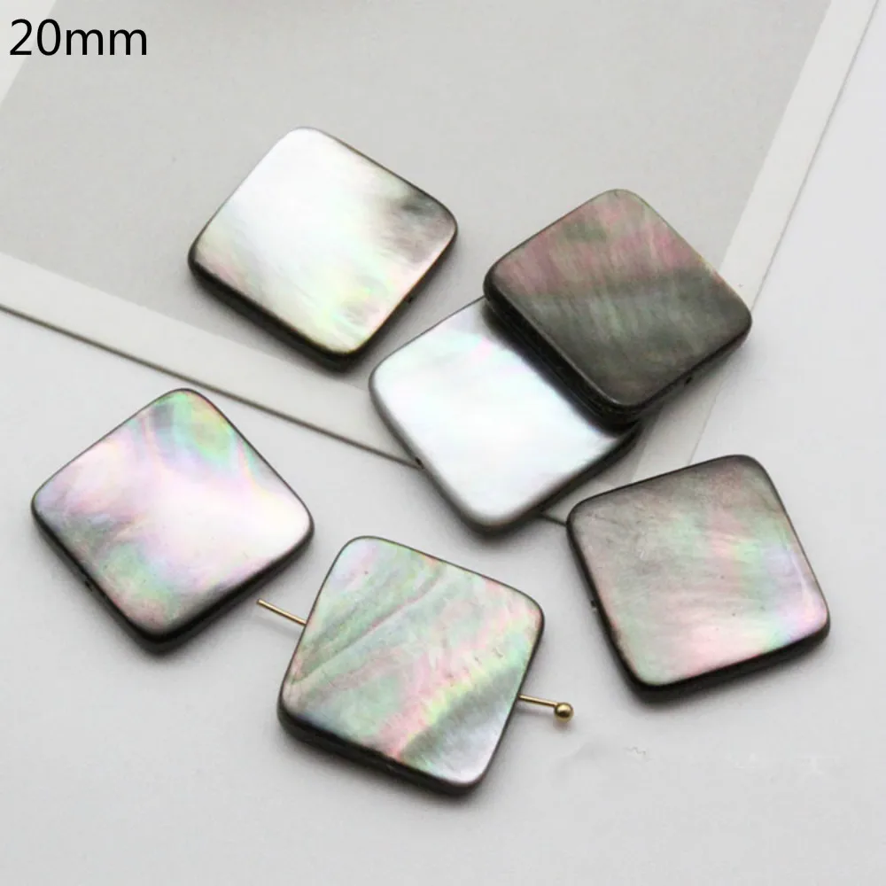 5pcs / Bag Natural Black Shell Ladies Fashion Wild Straight Hole Square Beads Jewelry DIY Necklace Bracelet Earrings Accessories