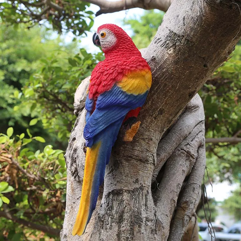 

Outdoor Hand Paint Resin Parrot Statues Red Yellow Small Middle For Home Garden Countryside Decoration Animal Sculptures