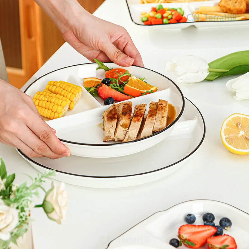 Ceramic Portion Control Plate, - Meal Prep Healthy Breakfast ulasan dan harga