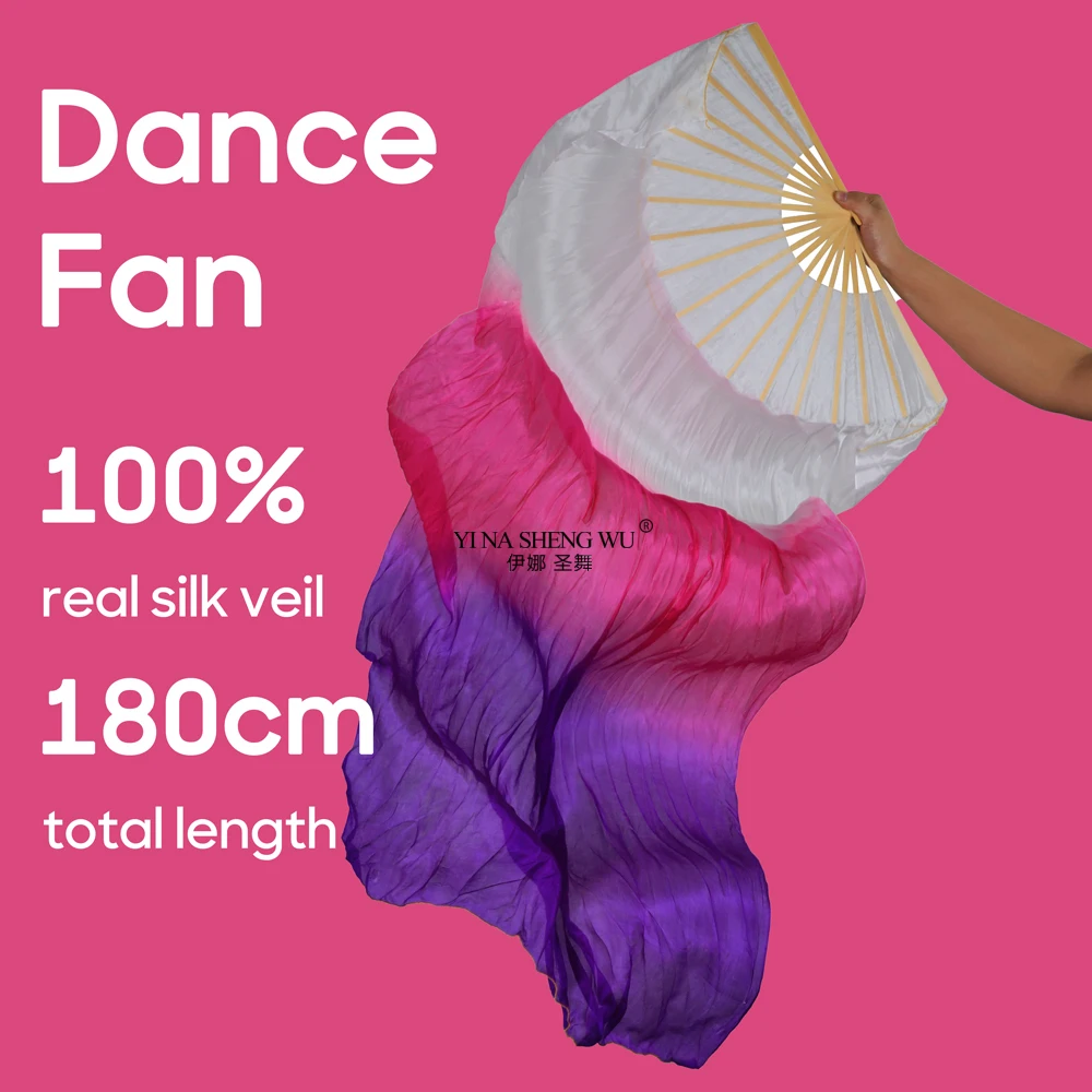 1 Pc Buikdans Fan Voor Vrouw 100% Echte Zijde Sluiers Vouwen Fan Danser Praktijk Props Stage Performance Accessoires dans Fans