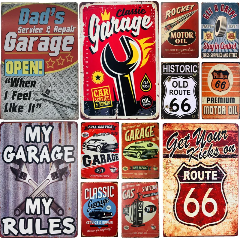 Vintage Dad Garage Tool Metal Tin Signs Oil Bar Rustic Plaque Wall Art Posters Man Cave Pub Retro Wall Decor Iron Plate Painting