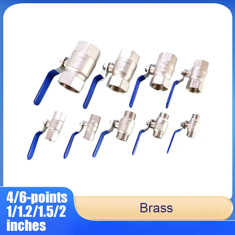 

4/6-points Brass Two-Piece Ball Valve with Internal/External Threads Straight-Through Valve Sizes: 1/1.2/1.5/2 inches