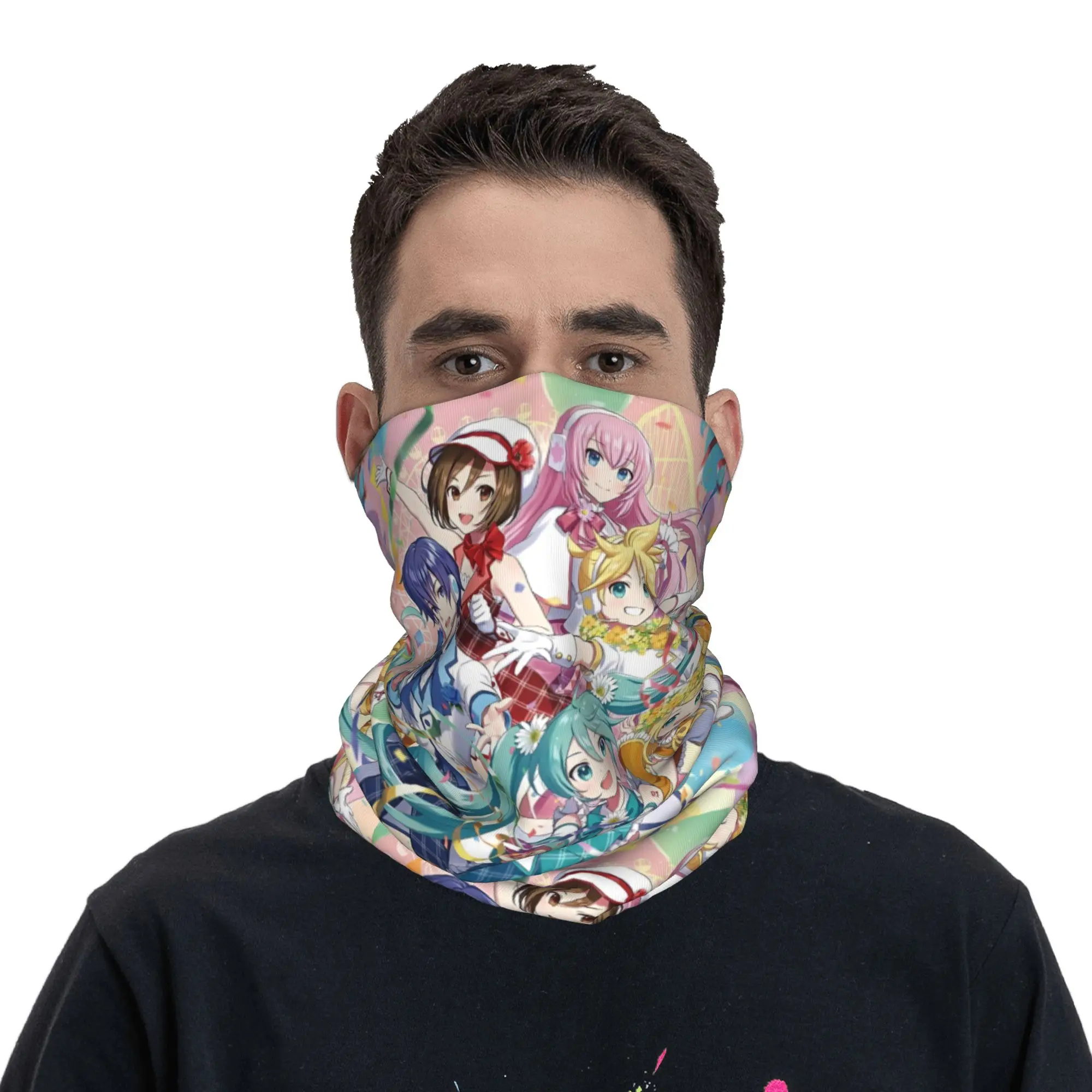 애니메이션 하츠네 미쿠 겨울 헤드밴드 넥 워머 남녀공용 스키 캠핑 튜브 스카프 페이스 밴다나 게이터