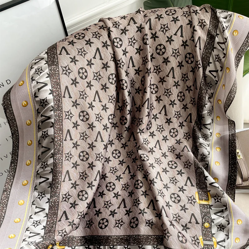 2024 Popular 180X90CM Print Bandannas Silk Scarves Four Seasons Satin Beach Sun protection Towel Fashion Flower Long Shawls