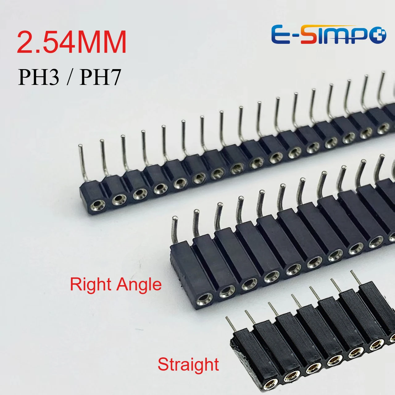 

2P-40P 2.54mm Round Hole Right Angle Single Row 0.1" Breakable Stackable PCB IC Crystal Transistor Female Tin Pin Header Socket
