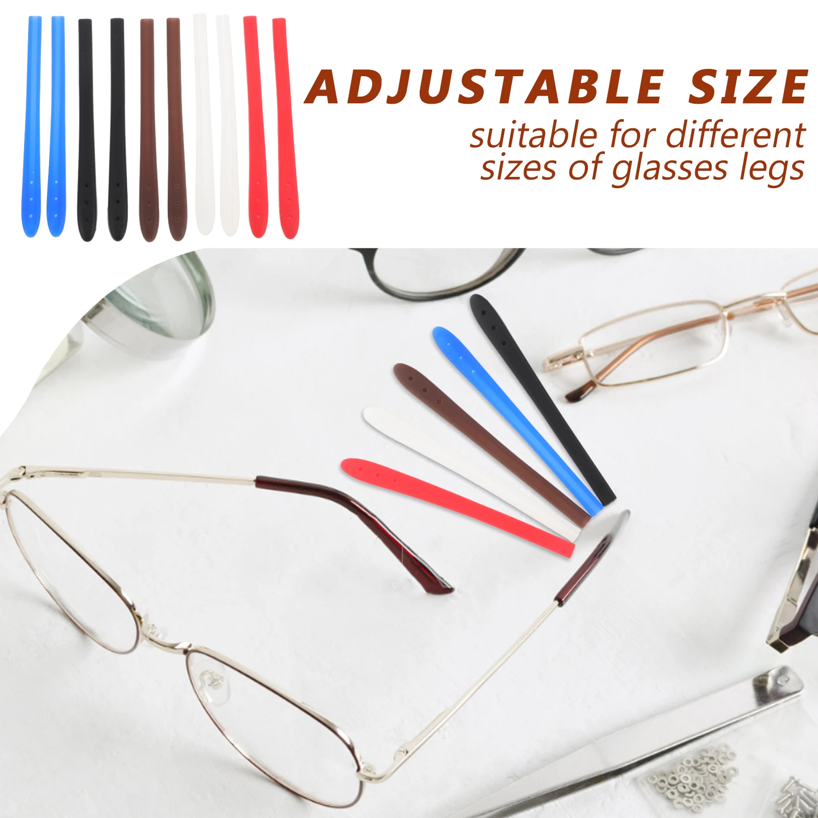 

5 Pairs Glasses Retainers Silicone Ear Grips Non Slip Soft Eyeglass Accessories Hooks Fit Most Temples Nearsighted Reading