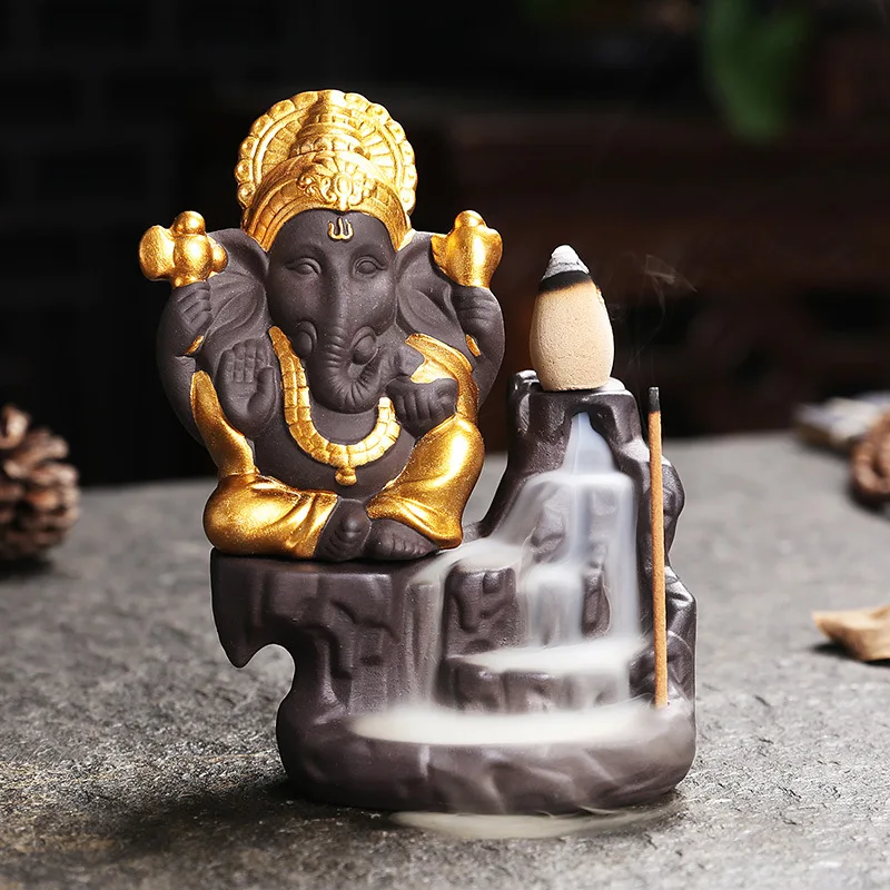 الفيل رئيس غطاء مستدير ارتجاعي البخور خشب الصندل الروائح الموقد ديكور غرفة مكتب المنزل الإبداعية، المتاحة #3