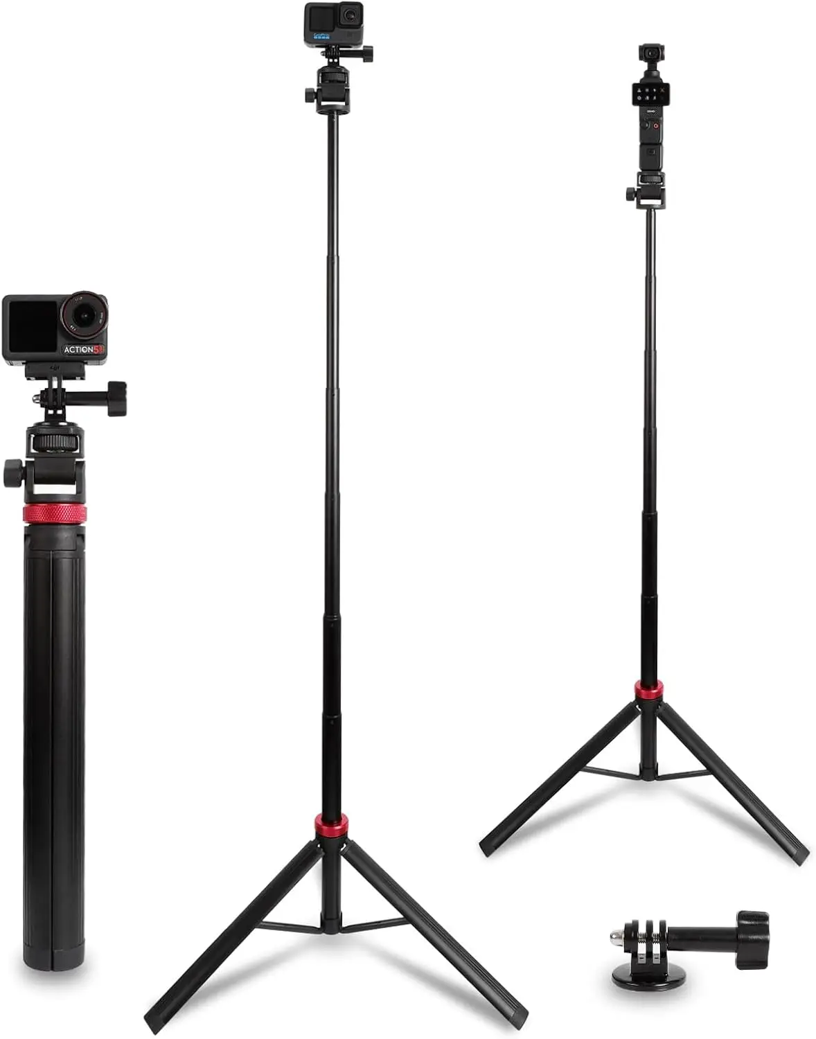 

Раздвижная селфи-палка-штатив 14-81 дюймов для экшн-камер, видеоблогинга и видеозаписи