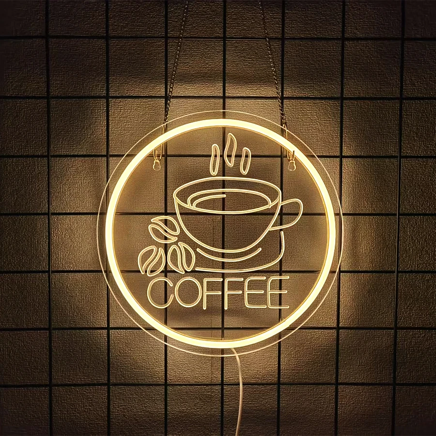 لافتة نيون القهوة لديكور الحائط، ضوء نيون LED للمقهى، البار، المنزل، المطعم، المتجر، كهف الرجل، الحفلات، عيد الميلاد، الهالوين