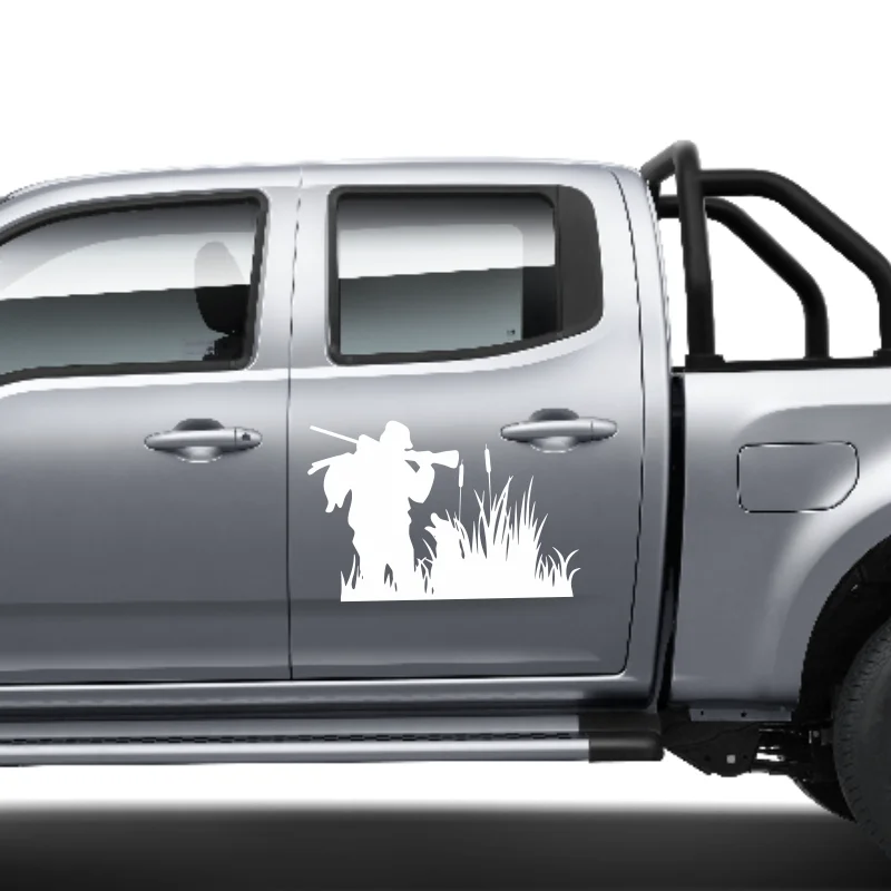 Gun man with dog Hunter Hunting Reed Adventure Vinyl Decals for Car Motorcycle laptop Window Decals # 243