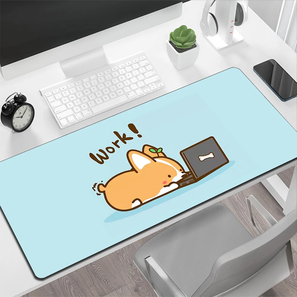 Cute Welsh Corgi Gaming Mouse Pad Large Mouse Pad PC Gamer Computer Mouse Mat Big Mousepad Silicone Keyboard Desk Mat Mause Pad