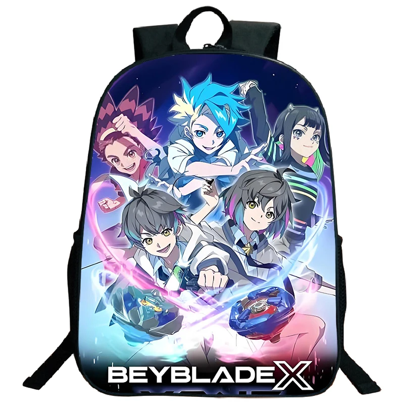 16 Inch Beyblade X Backpack Boys Girls Bookbag Cartoon Daypack Large Capacity School Bags Students Travel Bags Zipper Rucksack