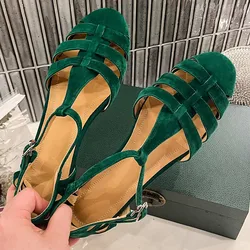 danxuefei women's natural suede leather narrow band braided t-strap flats sandals soft comfortable casual emale summer shoes hot