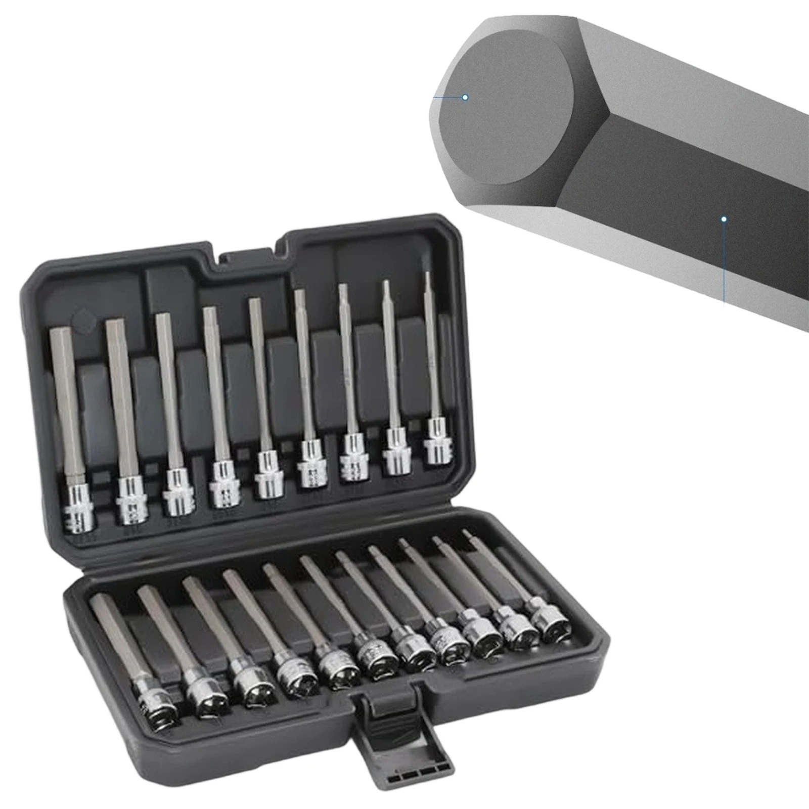 Long Hex Bit Socket Set 3-12mm/1/8-inch To 7/16-inch Hexagonal Socket Set Screwdriver Batch Head Internal Hexagonal Wrench Tool
