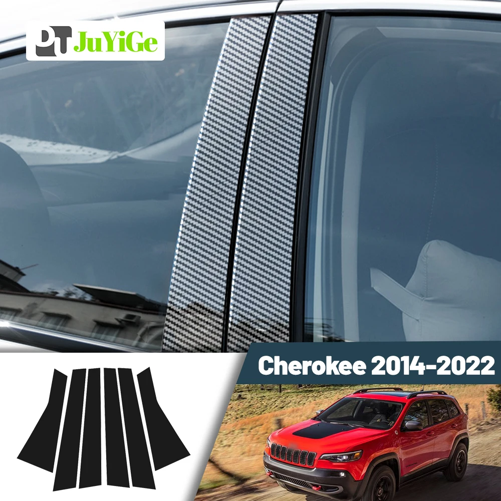 

Glossy Black Carbon Fiber Window Door Deal B C Pillar Post Cover Sticker For Jeep Cherokee 2014-2022 2015 2016 2017 2018