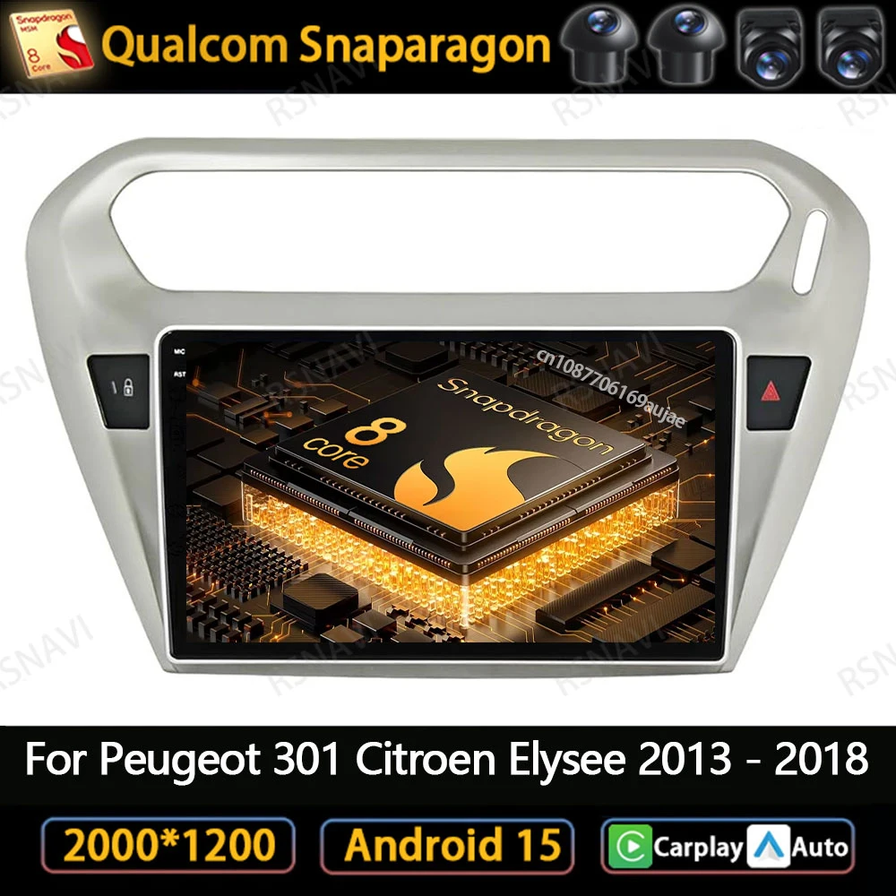 

Android 15 Car Radio For Peugeot 301 Citroen Elysee 2013 - 2018 BT Multimedia QLED Head Unit Navigation GPS Viedo Player 5G WIFI