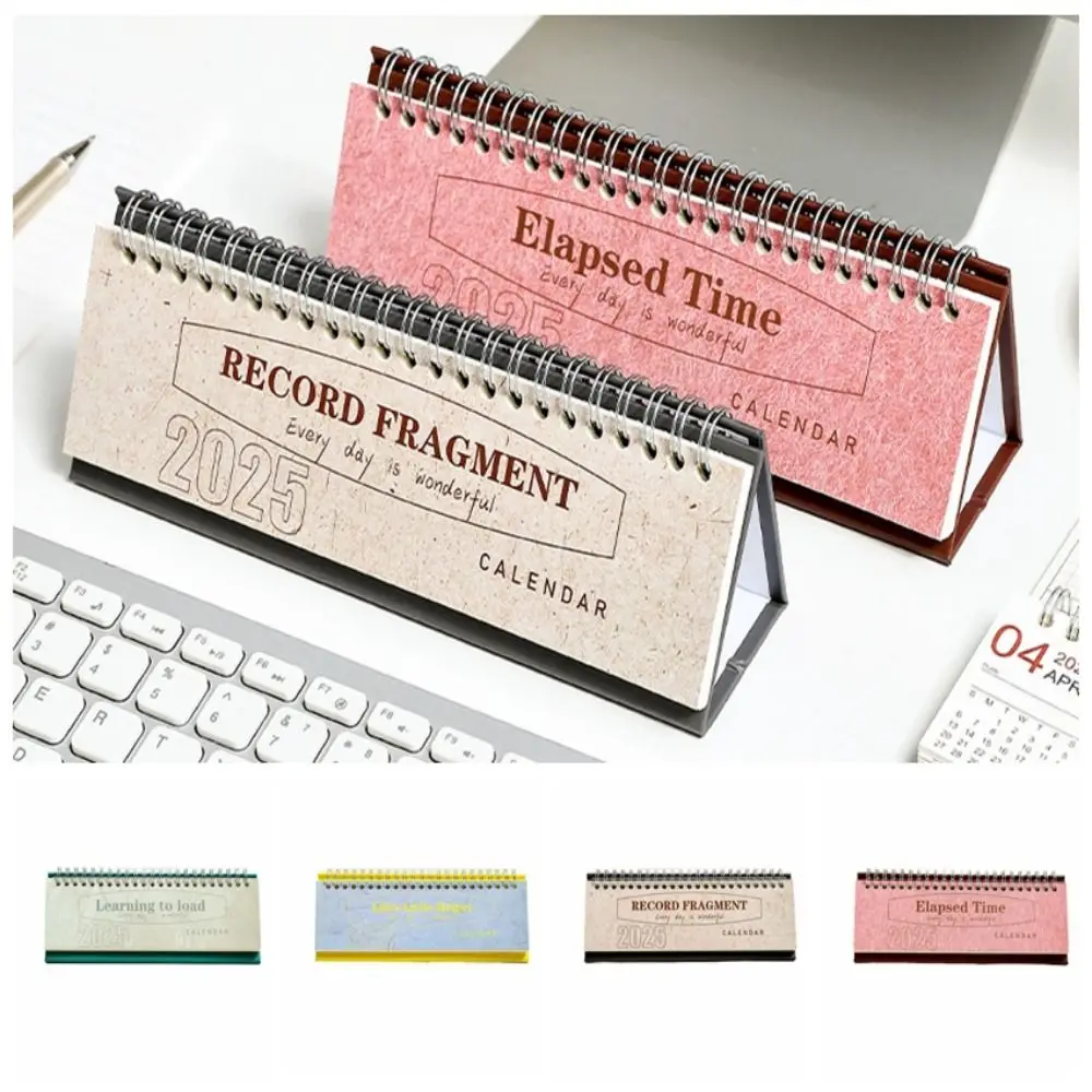 2Pcs Retro Color Cover 2025 Planning Desk Calendar Comprehensive Retro Weekly Agenda Planner Table Detailed Colorful