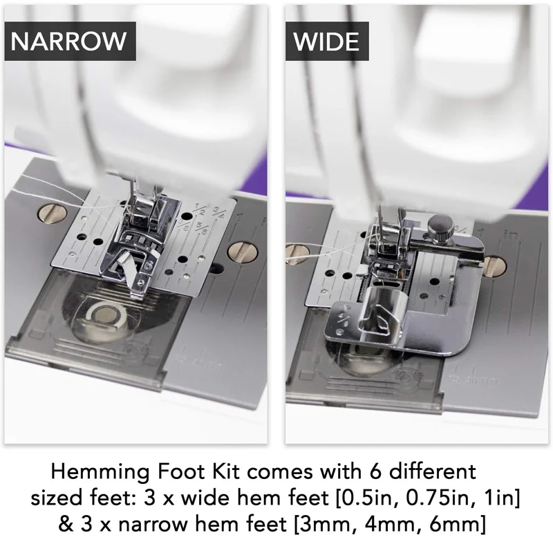 Zestaw do szycia 3 szt. Szeroka spódnica stóp lub 3 szt. Wąskich zawinięty brzeg stopa dociskowa do maszyn do szycia z niskim trzonkiem dla brata do