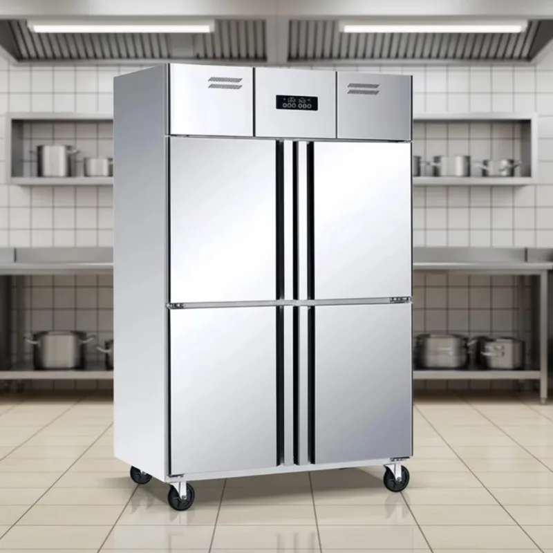 Commercial 4-Door Stainless Steel Refrigerator Freezer Deep Upright Freezer Air Cooling for Home Restaurant Kitchen Fridge