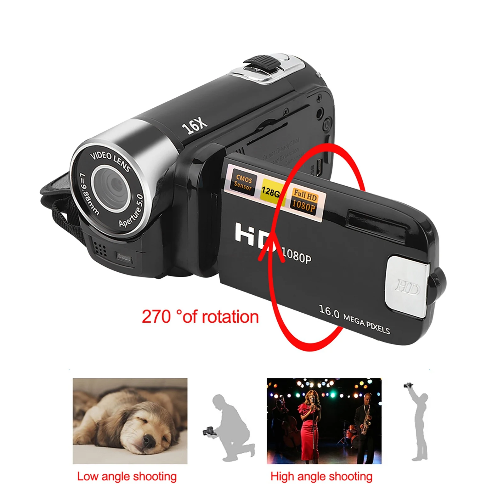 DH‐90 16X تكبير رقمي 2.7 بوصة شاشة عرض ملونة كاميرا عالية الوضوح كاميرا تصوير الفيديو