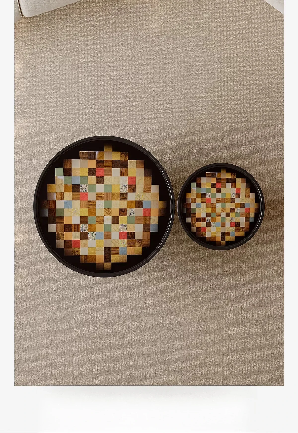 

Italian minimalist black coffee table combination, wabi-sabi creative Internet celebrity living room coffee table