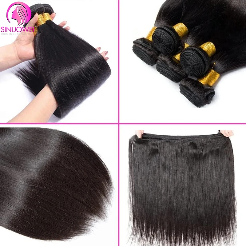 30 32 Inch Straight Human Hair Bundles Natural Black 1/3/4 pieces 100% Brazilian Human Hair Bundles Remy Hair Extensions