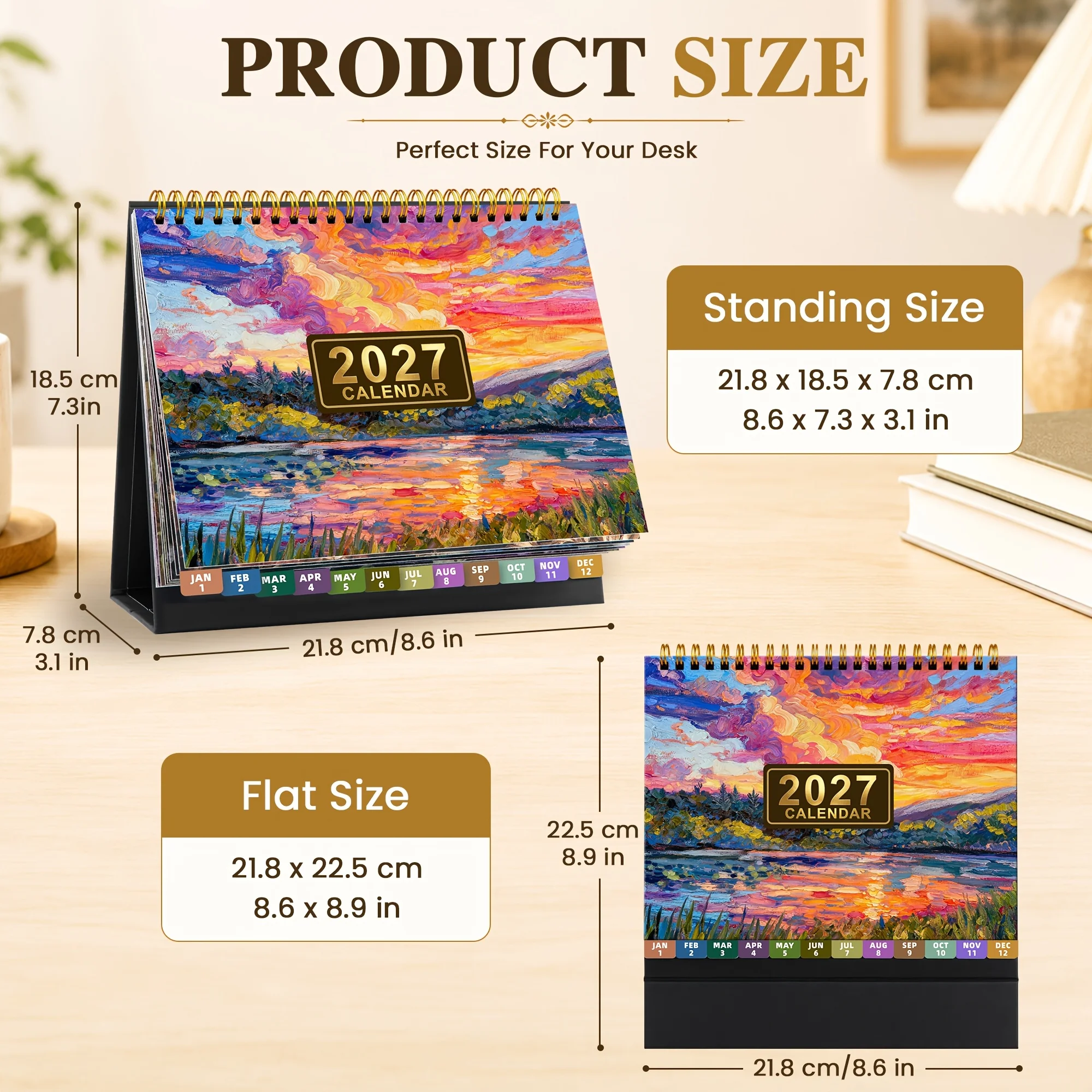 2027 Desktop Calendar Desktop Calendar with Monthly Planner Suitable for Home School Work Minimalist Organizer Gift Schedule