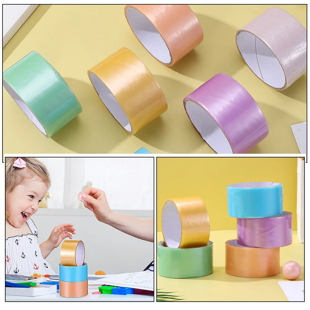6 Rolls Pearl Sticky Ball Tape Ultrawide Colorful Decorative Adhesive for DIY Crafts Creative Projects Fun Rolling Tape