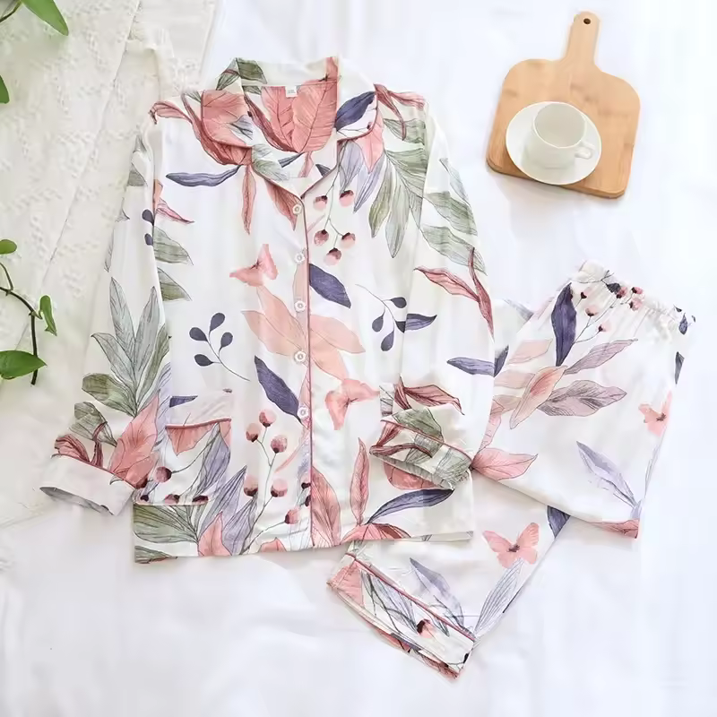 Spring / Summer New 100% viscose long-sleeved trousers ladies pajamas suit 3XL plus size long Sleepwear women's home Nightwear - Image 12