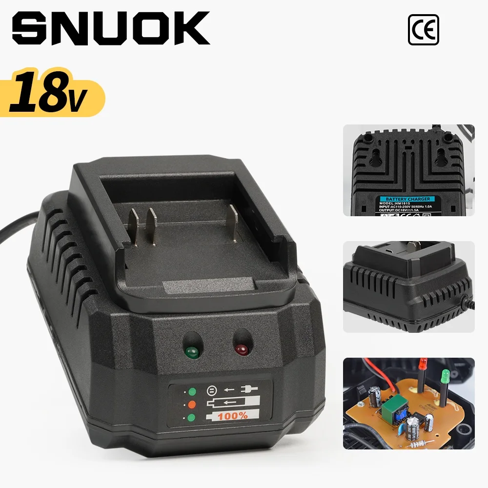 

Зарядное устройство SNUOK 110~240В с многонаправленными вентиляционными отверстиями, модель 21В, зарядное устройство для аккумуляторов электроинструментов 18В