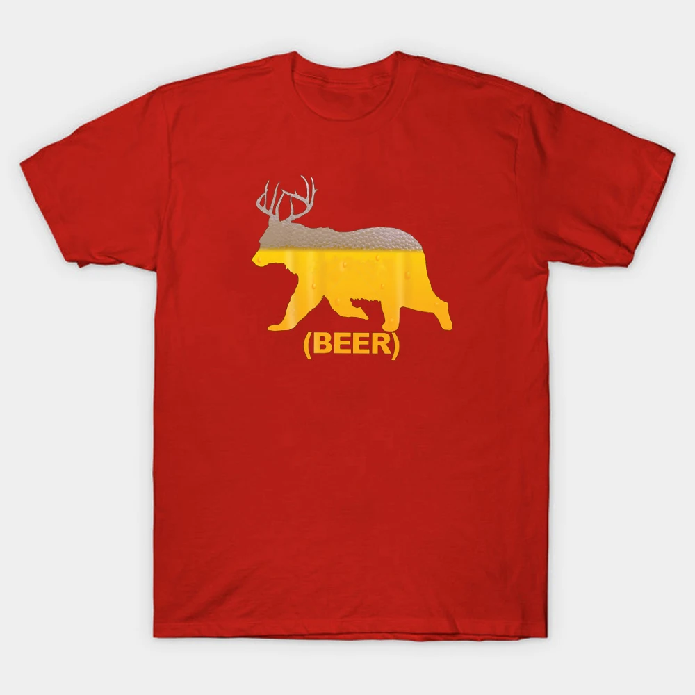 Beer Bear Deer Antlers Suds Funny Drinking Men's T-Shirt Cotton O-Neck Short Sleeve T Shirt New Size S-3XL