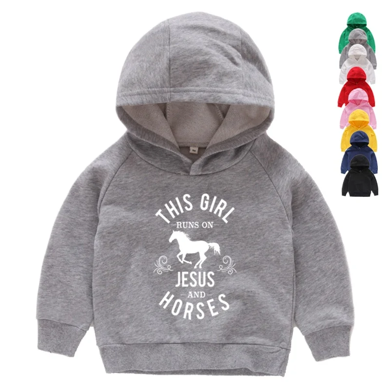 Kids Horse Customization Hoodies Child Pink Pullover Boys Long Sleeve Sweatshirts Girl Hoodies Toddler Clothing Boy Girl Clothes