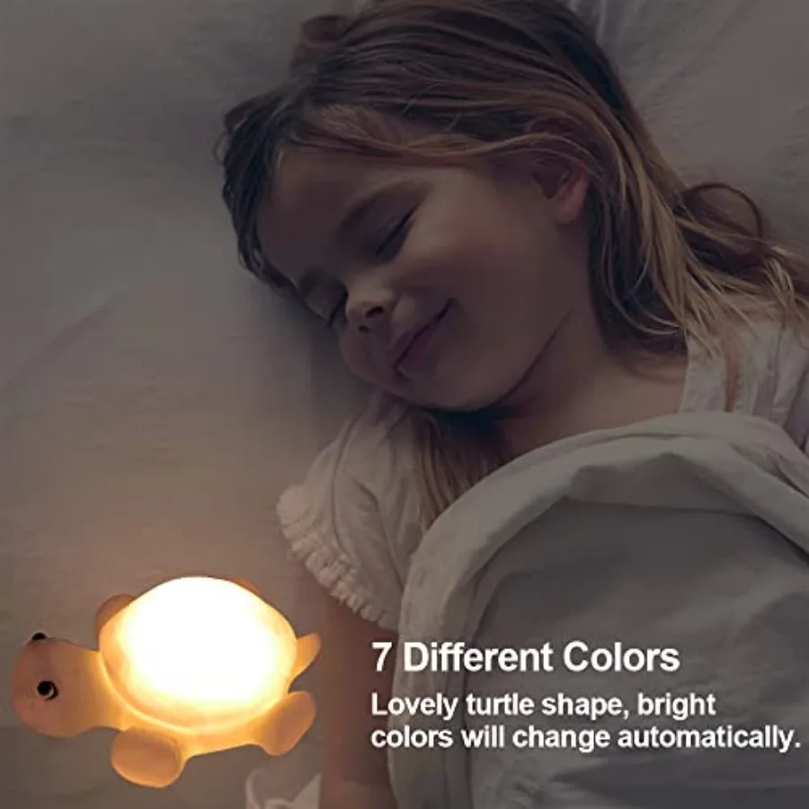 4 PCS Cute Turtle Night Lights, 7 Color Changing 3D LED Lamp for Room, Christmas Home Decor Gift