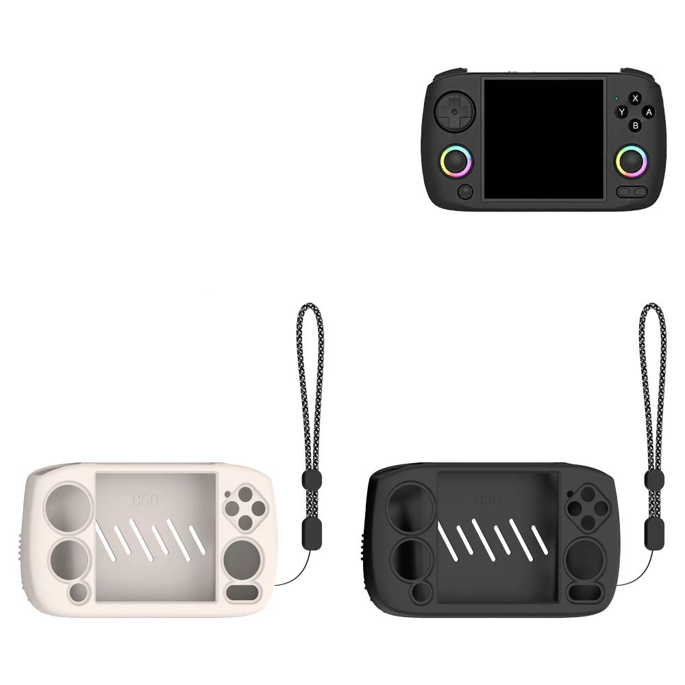 حافظة واقية من السيليكون لوحدة تحكم الألعاب ANBERNIC RG CubeXX حماية من السقوط بسيطة بلون سادة مع حبل قصير #1