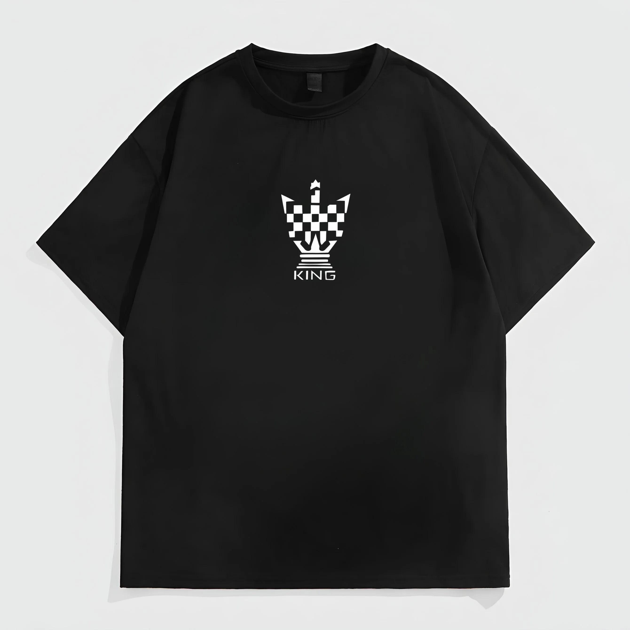 

Teevo Men's Casual T-Shirt with Chess King Crown Print for Daily Wear